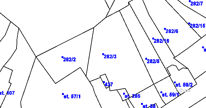 Parcela st. 282/3 v KÚ Dolní Bělá, Katastrální mapa