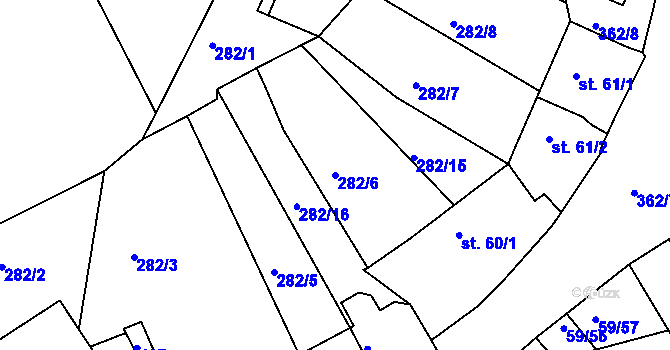 Parcela st. 282/6 v KÚ Dolní Bělá, Katastrální mapa