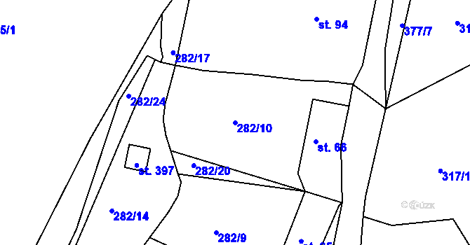 Parcela st. 282/10 v KÚ Dolní Bělá, Katastrální mapa
