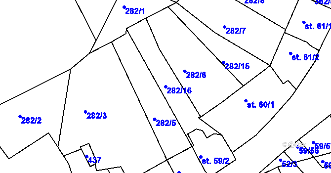 Parcela st. 282/16 v KÚ Dolní Bělá, Katastrální mapa