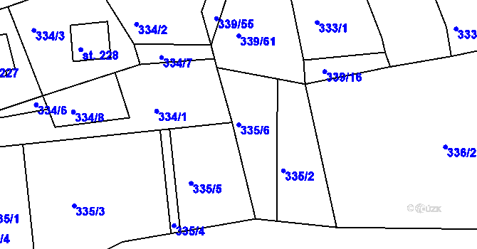 Parcela st. 335/6 v KÚ Dolní Bělá, Katastrální mapa