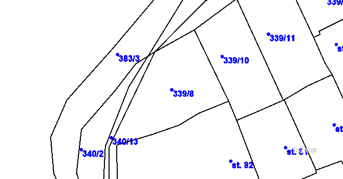 Parcela st. 339/8 v KÚ Dolní Bělá, Katastrální mapa
