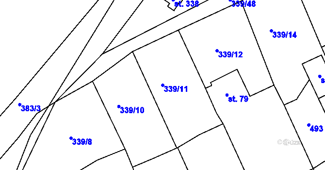 Parcela st. 339/11 v KÚ Dolní Bělá, Katastrální mapa