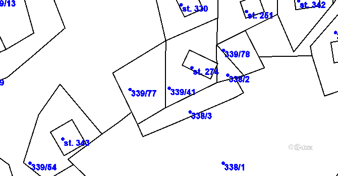 Parcela st. 339/41 v KÚ Dolní Bělá, Katastrální mapa