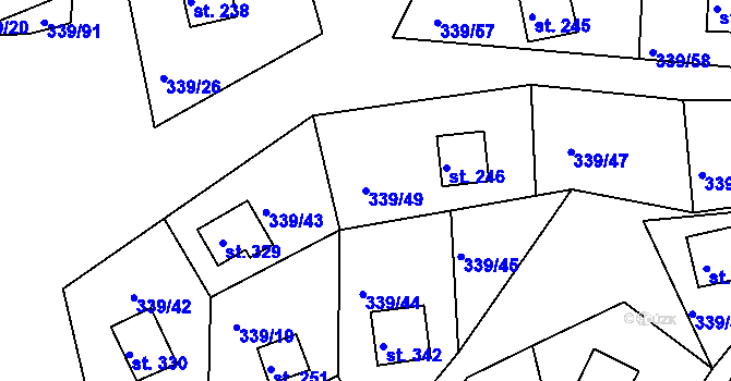 Parcela st. 339/49 v KÚ Dolní Bělá, Katastrální mapa