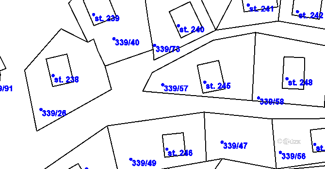 Parcela st. 339/57 v KÚ Dolní Bělá, Katastrální mapa