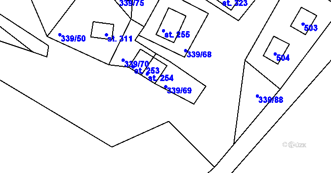 Parcela st. 339/69 v KÚ Dolní Bělá, Katastrální mapa