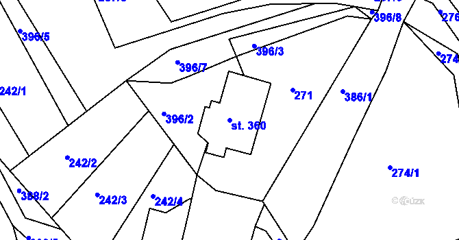 Parcela st. 360 v KÚ Dolní Bělá, Katastrální mapa