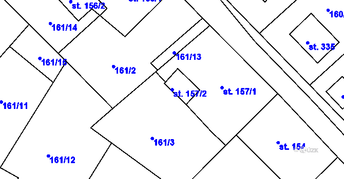 Parcela st. 157/2 v KÚ Dolní Bělá, Katastrální mapa