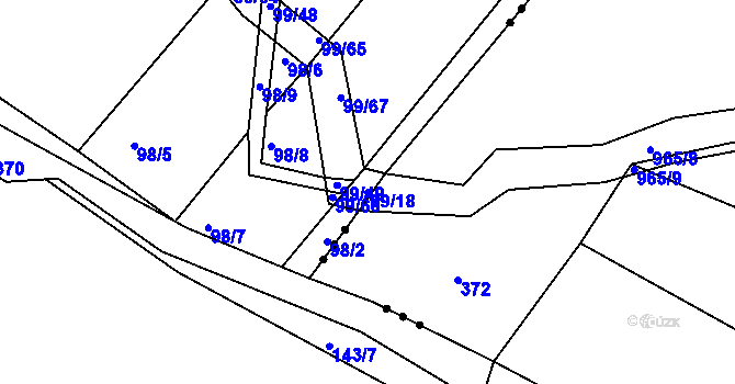 Parcela st. 99/18 v KÚ Dolní Bělá, Katastrální mapa