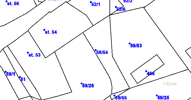 Parcela st. 59/54 v KÚ Dolní Bělá, Katastrální mapa