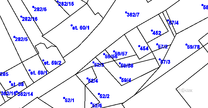 Parcela st. 59/56 v KÚ Dolní Bělá, Katastrální mapa