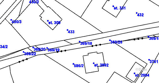 Parcela st. 369/18 v KÚ Dolní Bělá, Katastrální mapa