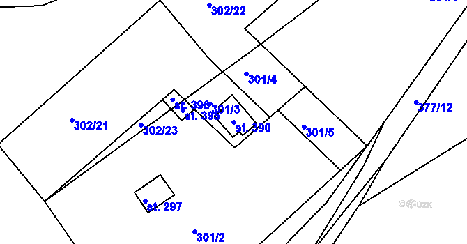 Parcela st. 390 v KÚ Dolní Bělá, Katastrální mapa