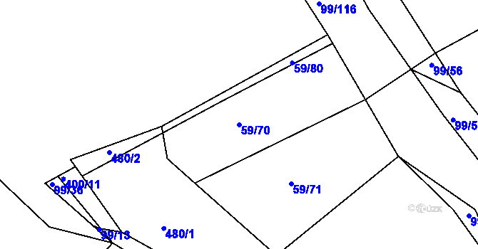 Parcela st. 59/70 v KÚ Dolní Bělá, Katastrální mapa