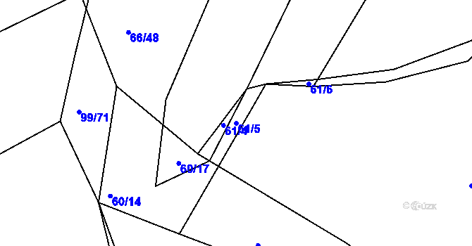Parcela st. 61/5 v KÚ Dolní Bělá, Katastrální mapa