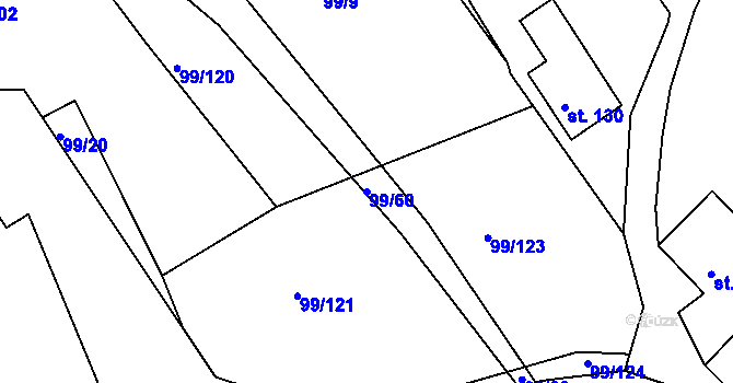 Parcela st. 99/60 v KÚ Dolní Bělá, Katastrální mapa