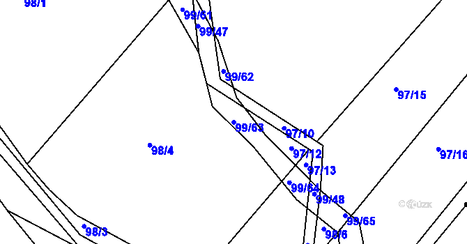 Parcela st. 99/63 v KÚ Dolní Bělá, Katastrální mapa
