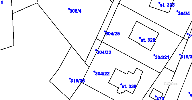 Parcela st. 304/32 v KÚ Dolní Bělá, Katastrální mapa