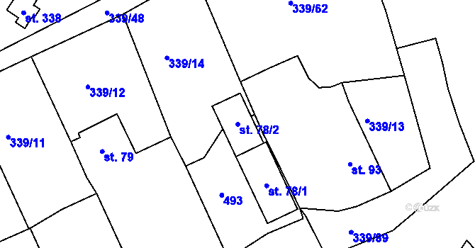 Parcela st. 78/2 v KÚ Dolní Bělá, Katastrální mapa
