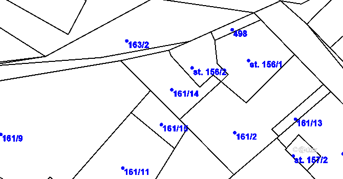 Parcela st. 161/14 v KÚ Dolní Bělá, Katastrální mapa