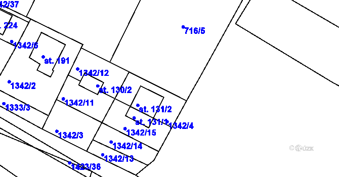Parcela st. 1342/34 v KÚ Líté, Katastrální mapa