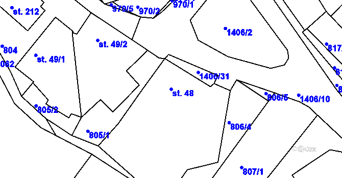Parcela st. 48 v KÚ Líté, Katastrální mapa