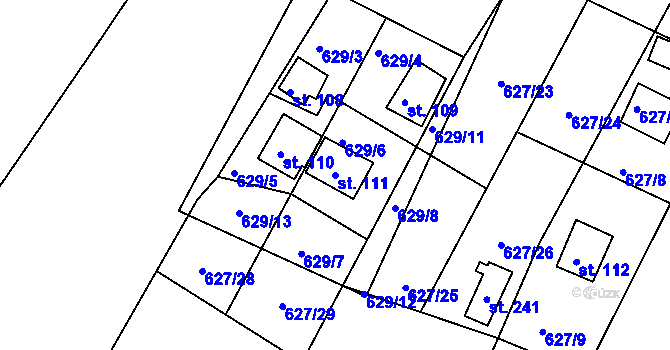 Parcela st. 111 v KÚ Líté, Katastrální mapa