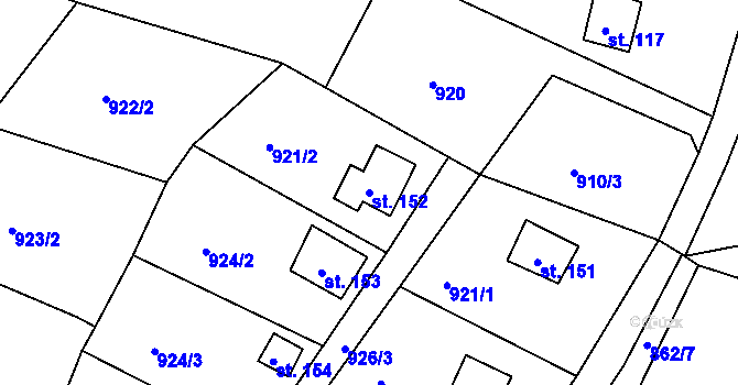 Parcela st. 152 v KÚ Líté, Katastrální mapa