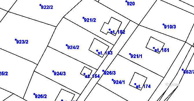 Parcela st. 153 v KÚ Líté, Katastrální mapa