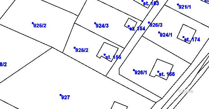 Parcela st. 155 v KÚ Líté, Katastrální mapa