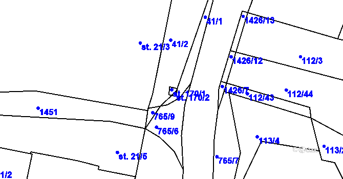 Parcela st. 170/1 v KÚ Líté, Katastrální mapa