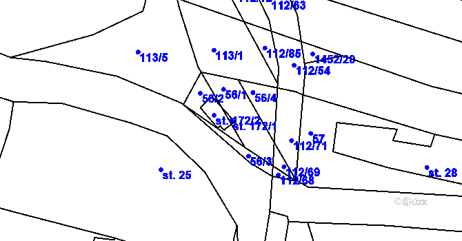 Parcela st. 172/1 v KÚ Líté, Katastrální mapa