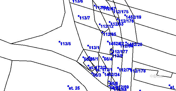 Parcela st. 113/1 v KÚ Líté, Katastrální mapa