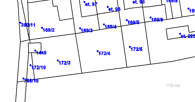 Parcela st. 172/4 v KÚ Líté, Katastrální mapa