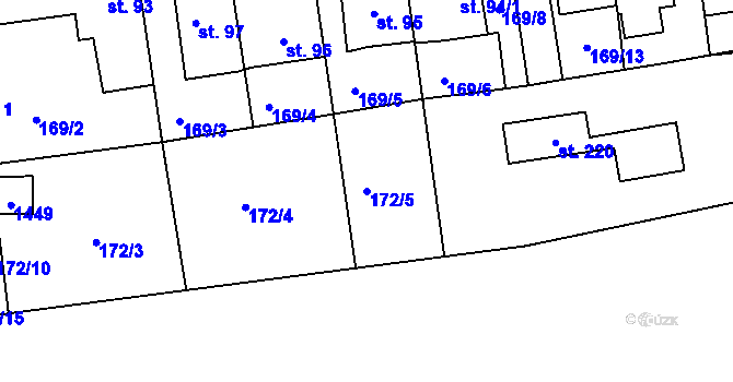 Parcela st. 172/5 v KÚ Líté, Katastrální mapa