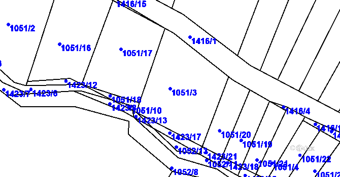 Parcela st. 1051/3 v KÚ Líté, Katastrální mapa