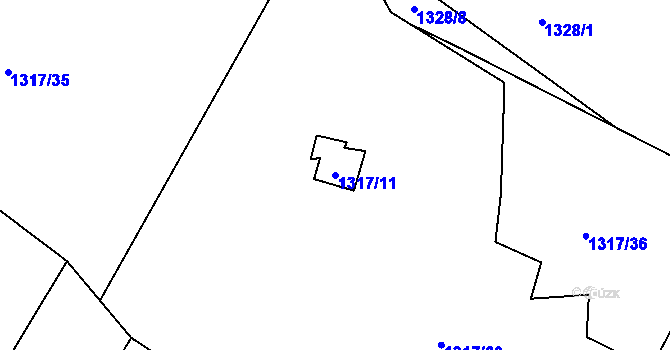 Parcela st. 1317/11 v KÚ Líté, Katastrální mapa