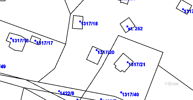 Parcela st. 1317/20 v KÚ Líté, Katastrální mapa