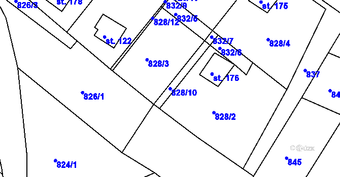 Parcela st. 828/10 v KÚ Líté, Katastrální mapa