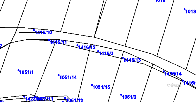Parcela st. 1416/3 v KÚ Líté, Katastrální mapa