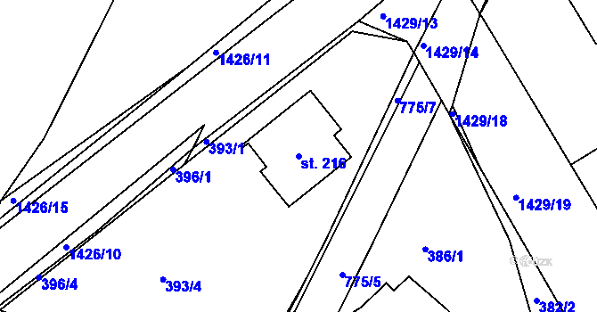 Parcela st. 216 v KÚ Líté, Katastrální mapa