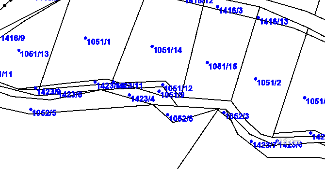 Parcela st. 1051/12 v KÚ Líté, Katastrální mapa
