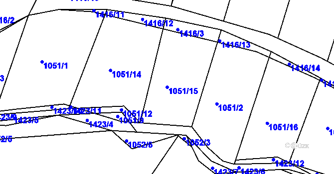 Parcela st. 1051/15 v KÚ Líté, Katastrální mapa