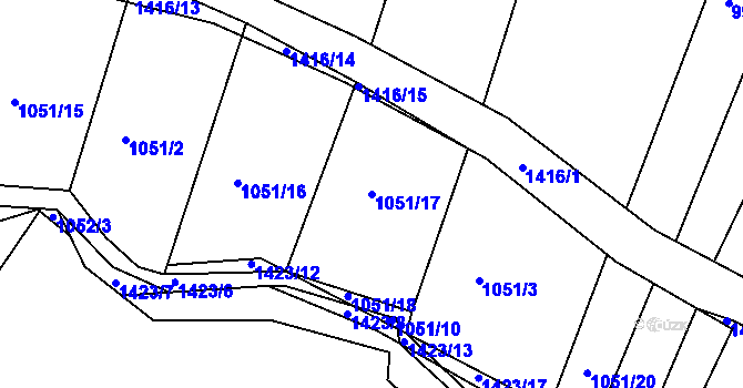 Parcela st. 1051/17 v KÚ Líté, Katastrální mapa