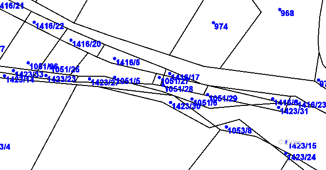 Parcela st. 1051/28 v KÚ Líté, Katastrální mapa