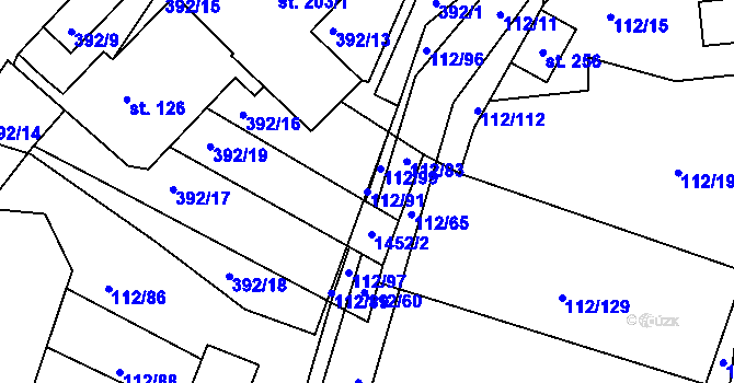Parcela st. 112/91 v KÚ Líté, Katastrální mapa