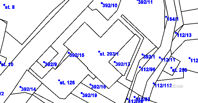 Parcela st. 203/1 v KÚ Líté, Katastrální mapa