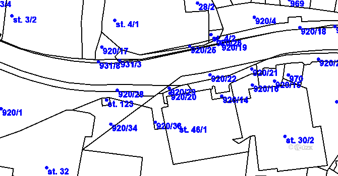 Parcela st. 920/29 v KÚ Loza, Katastrální mapa