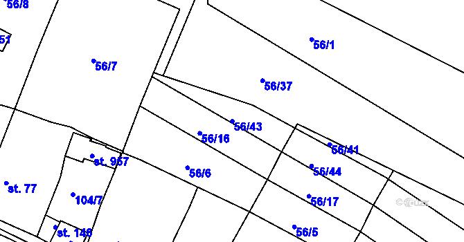 Parcela st. 56/43 v KÚ Loza, Katastrální mapa